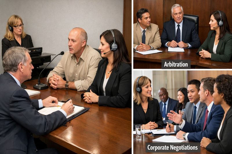 In-Person Interpreting for Depositions, arbitrations, and Corporate Negotiations