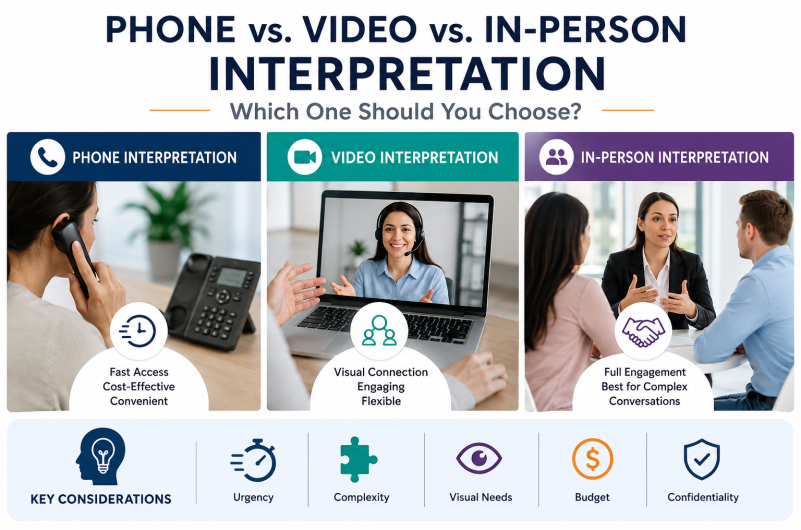 Phone, Video, or In-Person Interpretation